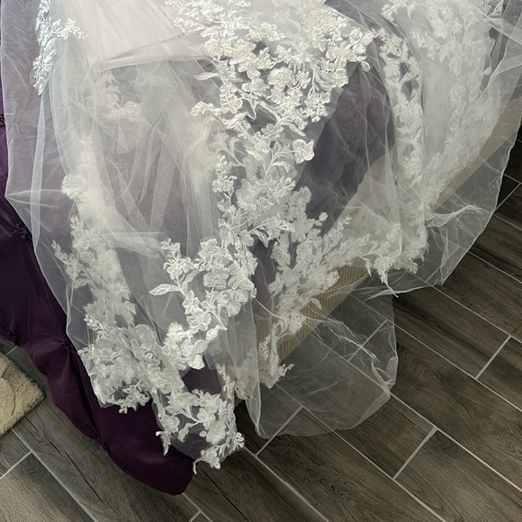 Women’s Tulle Lace Beach wedding dress for bride. Chiffon Boho/ Bohemian size 12 - Picture 12 of 15